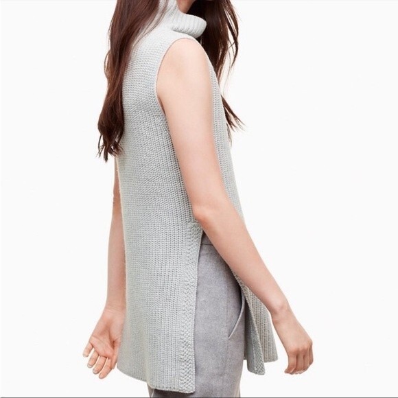 Aritzia Wilfred Durandal Sleeveless Funnel-neck Wool Sweater in Grey M - Picture 5 of 13